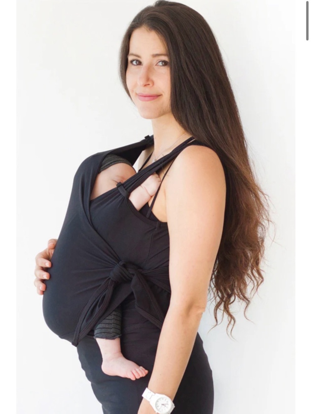 Women’s Black Nursing & Babywearing Wrap Top